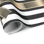 Black White STRIPE RIBBON BOW BIRTHDAY WRAP Cadeaupapier (Rol Hoek)