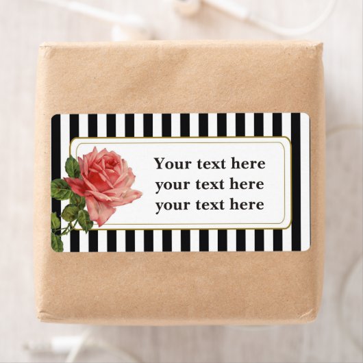 Black White Stripe  Roos Adresetiketten Etiket (Insitu)