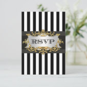 Black White Stripe RSVP 2 Kaartje (Staand voorkant)