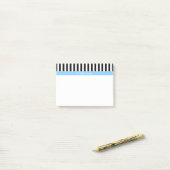 Black White Stripe Sky Blue Name Monogram Post-it® Notes (Op bureau)
