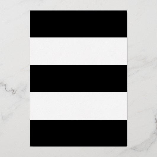 Black White Stripe Verjaardag Folie Invitation Folie Uitnodiging (Achterkant)