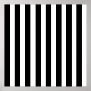 Black White Stripe Vertical Straight Lines Patroon Poster