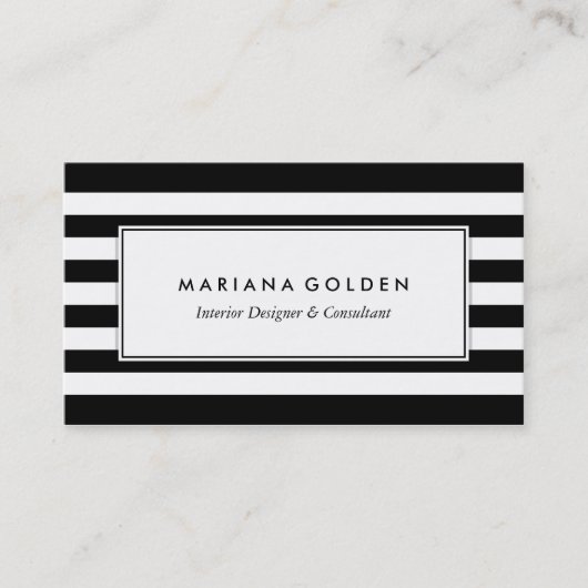 Black White Stripe Visitekaartje (Voorkant)