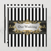 Black White Stripe Wedding Invite #2 Kaart (Voorkant / Achterkant)