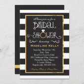 Black White Stripe Wedding Ring Shower Uitnodiging (Voorkant / Achterkant)