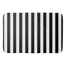 Black White Striped Bath Mat