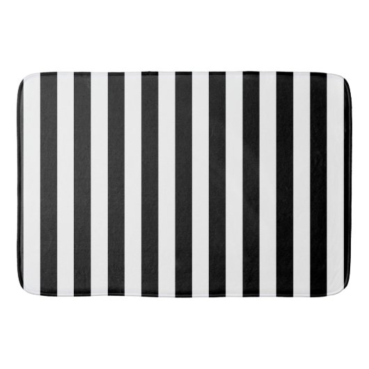 Black White Striped Bath Mat (Voorkant)