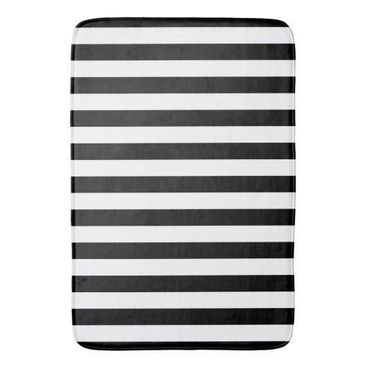 Black White Striped Bath Mat (Voorkant Verticaal)