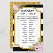 Black White Striped Birthday dit of dat spel (Voorkant / Achterkant)