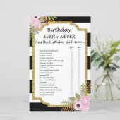 Black White Striped Birthday, ooit of nooit game (Staand voorkant)