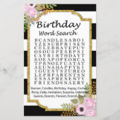 Black White Striped Birthday word search game (Voorkant)