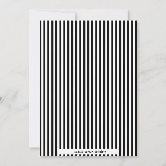 Black & White Striped First Community Invitation Kaart (Achterkant)