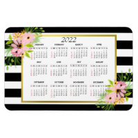 Black White Striped Floral Gold | Agenda 2022