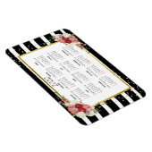 Black White Striped Floral Gold | Agenda 2022 Magneet (Rechterzijde)