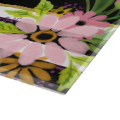 Black White Striped Floral Gold | Gepersonaliseerd Snijplank (Hoek)