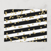 Black White Striped Floral Registry Card Uitnodiging Briefkaart (Achterkant)