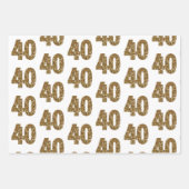 Black White Striped Gold Glitter 40th Birthday Inpakpapier Vel (Voorkant)