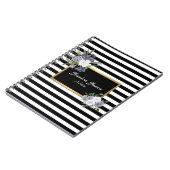 Black White Striped Gold Waterverf Roos Klassiek Notitieboek (Linkerzijde)