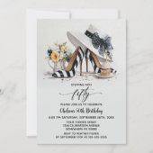 Black White Striped High Heel Shoes 50th Birthday Kaart (Voorkant)