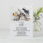 Black White Striped High Heel Shoes 50th Birthday Kaart (Staand voorkant)