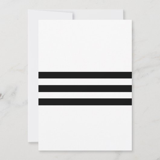 Black & White Striped Invitation Kaart (Achterkant)
