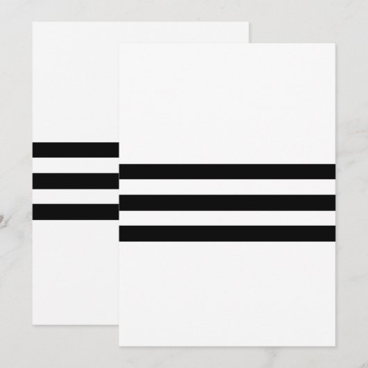 Black & White Striped Invitation Kaart (Voorkant / Achterkant)