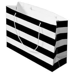 Black White Striped Modern Wedding Party Large Cadeautasje