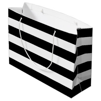 Black White Striped Modern Wedding Party Large Cadeautasje