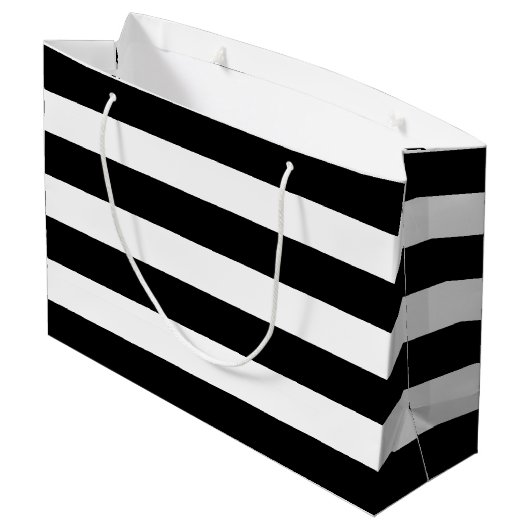 Black White Striped Modern Wedding Party Large Cadeautasje (Achterkant Gekanteld)