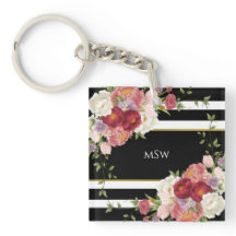 Black White Striped Peonies & Gold Persoonlijk