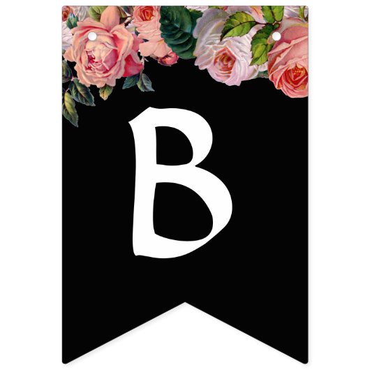 Black White Striped  Roos Vrijgezellenfeest Vlaggetjes (Tweede vlag)