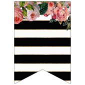 Black White Striped  Roos Vrijgezellenfeest Vlaggetjes (Eerste vlag)