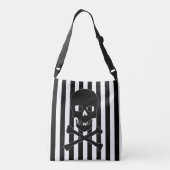 black & white striped skull bag crossbody tas (Achterkant)