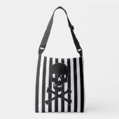 black & white striped skull bag crossbody tas (Voorkant)