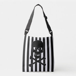black & white striped skull bag crossbody tas