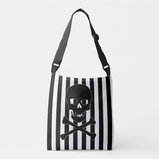 black & white striped skull bag crossbody tas (Voorkant)