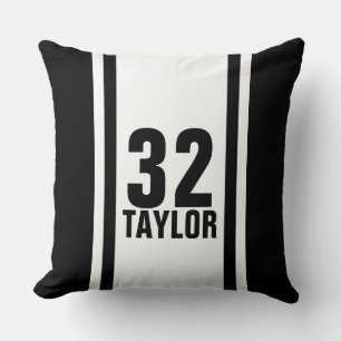 Black & White Striped Sports Jersey Sierkussen