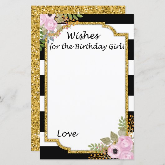 Black White Striped wil het verjaardagsmeisje (Voorkant / Achterkant)