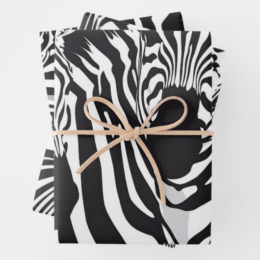 Black White Striped Zebra Pattern Inpakpapier Vel (In situ)