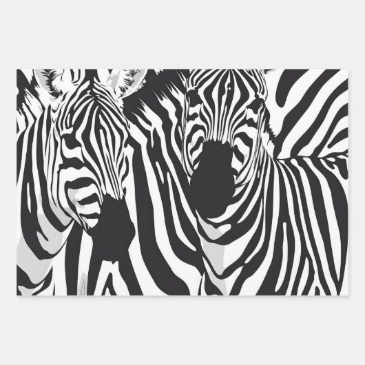 Black White Striped Zebra Pattern Inpakpapier Vel (Voorkant)