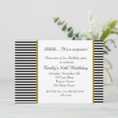 Black White Stripes Adult Birthday Invitation Kaart (Staand voorkant)