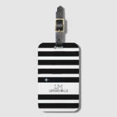 BLACK & WHITE Stripes bagage met naam zwart Bagagelabel (Voorkant (verticaal))