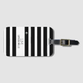 BLACK & WHITE Stripes bagage met naam zwart Bagagelabel (Voorkant (horizontaal))