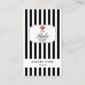 Black White Stripes Bakery Logo Loyalty Punch Visitekaartje (Voorkant)