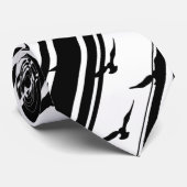 Black White Stripes Birds Silhouette Pattern Stropdas (Opgerold)