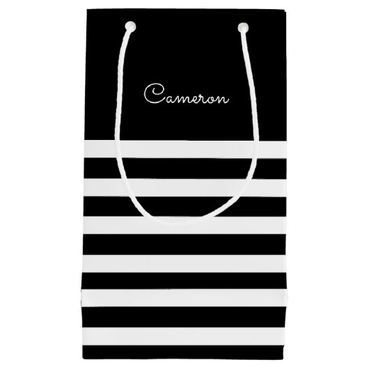 Black | White Stripes Bruiloft Klein Cadeauzakje (Voorkant)