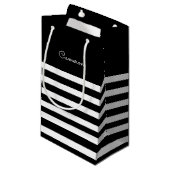 Black | White Stripes Bruiloft Klein Cadeauzakje (Voorkant Gekanteld)