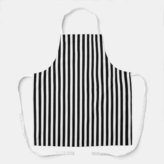 Black White Stripes Chef Baker Cateraar Schort (Voorkant)
