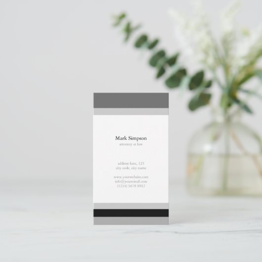 Black white stripes elegant minimal masculine card visitekaartje (Staand voorkant)