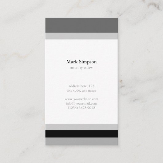 Black white stripes elegant minimal masculine card visitekaartje (Voorkant)